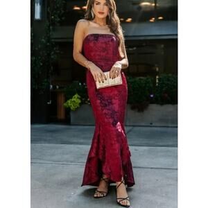 VICI Burgundy Formal Mermaid Strapless Dress, Size Small-NEW!!